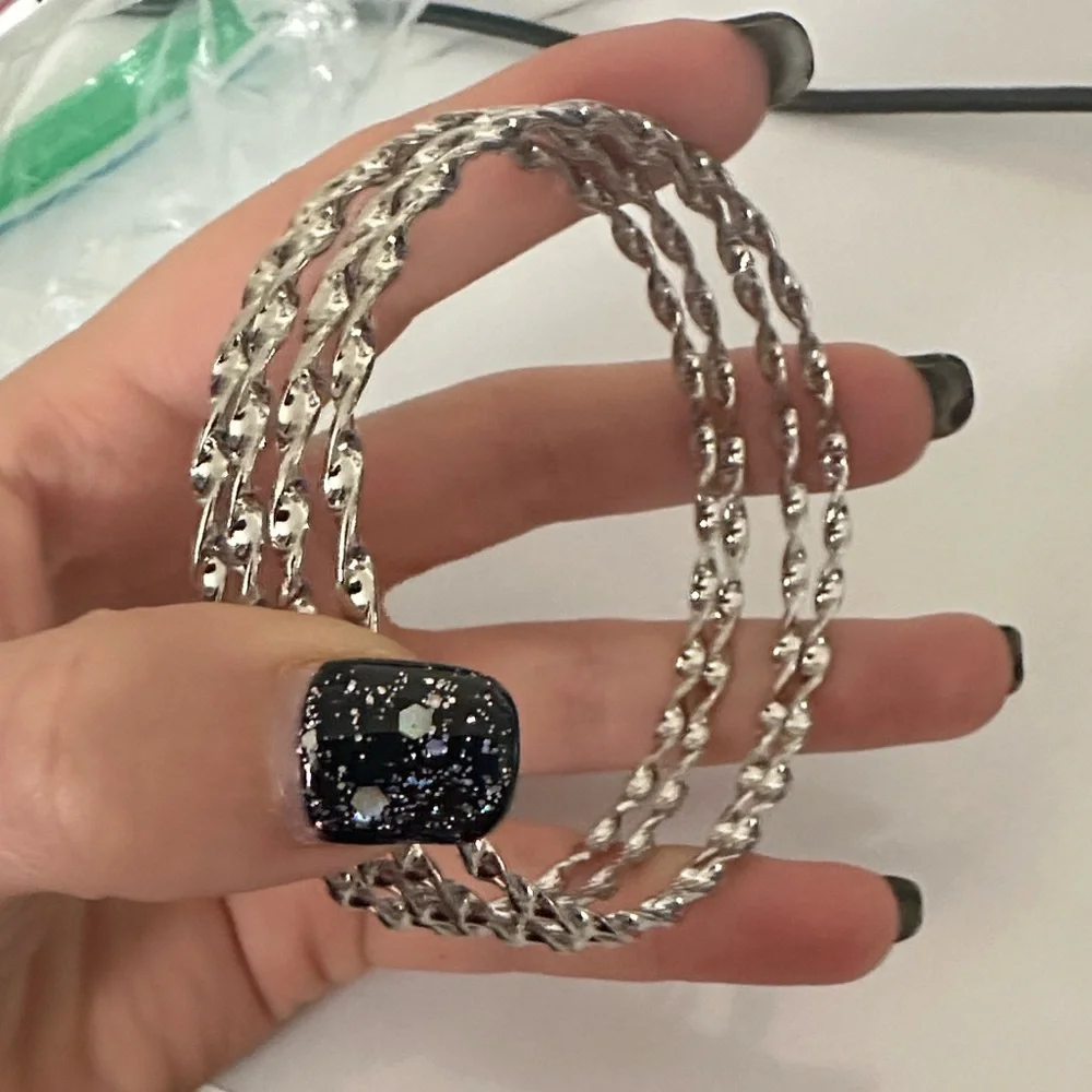 Silver Twist Bangle Bracelet Set - Picture 6 of 6